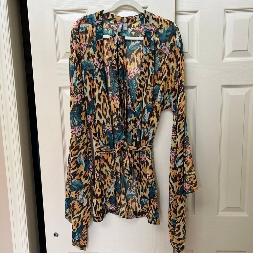 ASOS sheer leopard tropical floral cover up